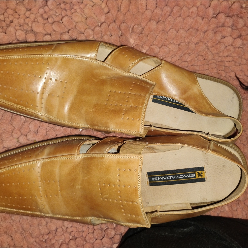 Stacy Adams Tan Leather Slip-On Loafers